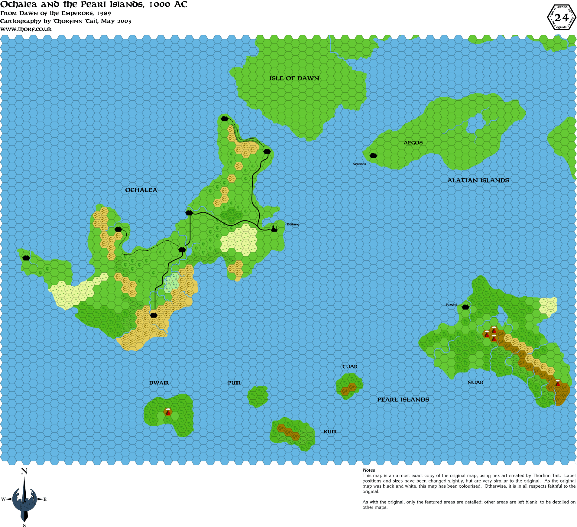 Dawn of the Emperors Ochalea and the Pearl Islands, 24 miles per hex, May 2005