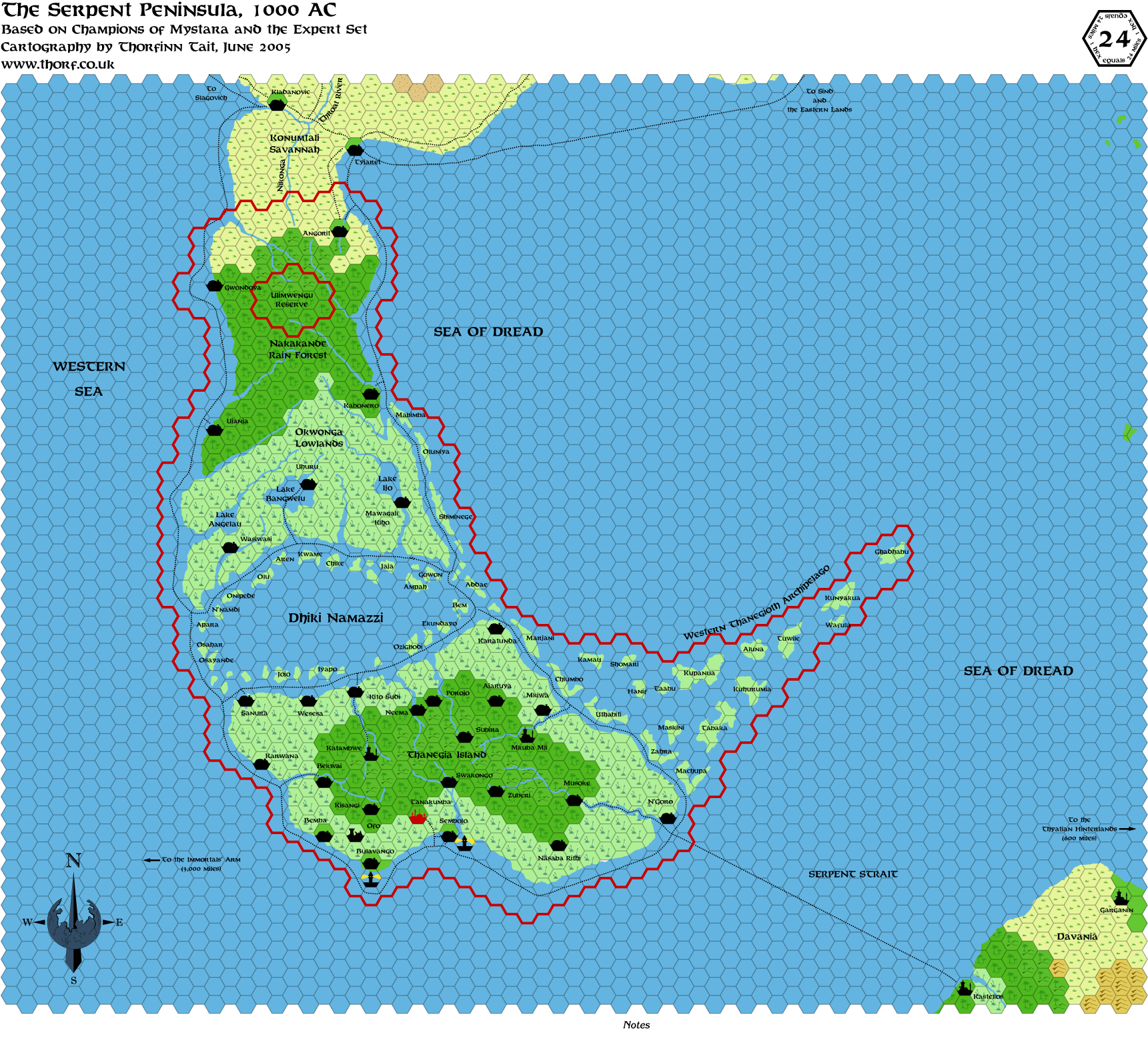 Serpent Peninsula, 24 miles per hex, Jun 2005