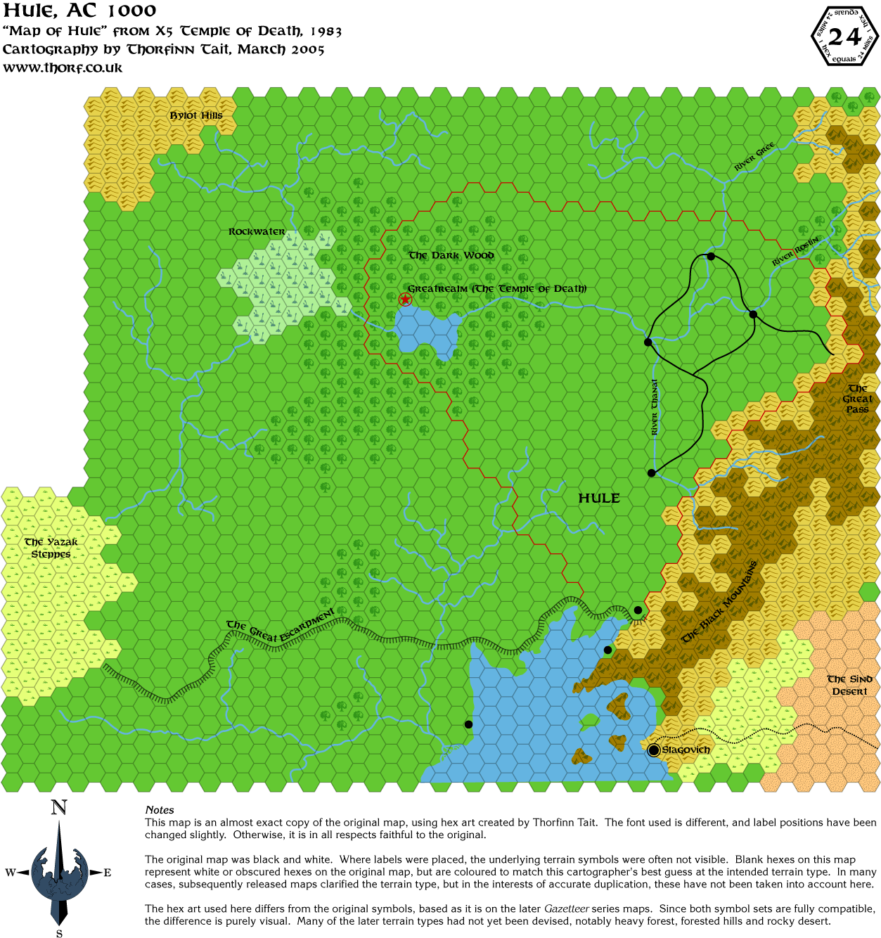 X5 Hule, 24 miles per hex, Mar 2005