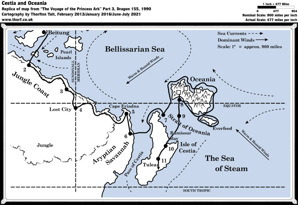 Replica of course map from Voyage of the Princess Ark Part 3, Dragon 155