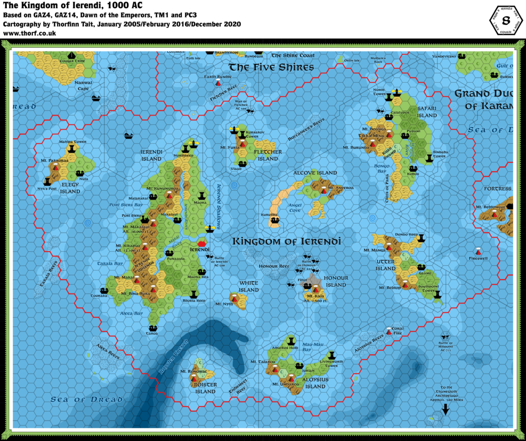 Ierendi, 8 miles per hex