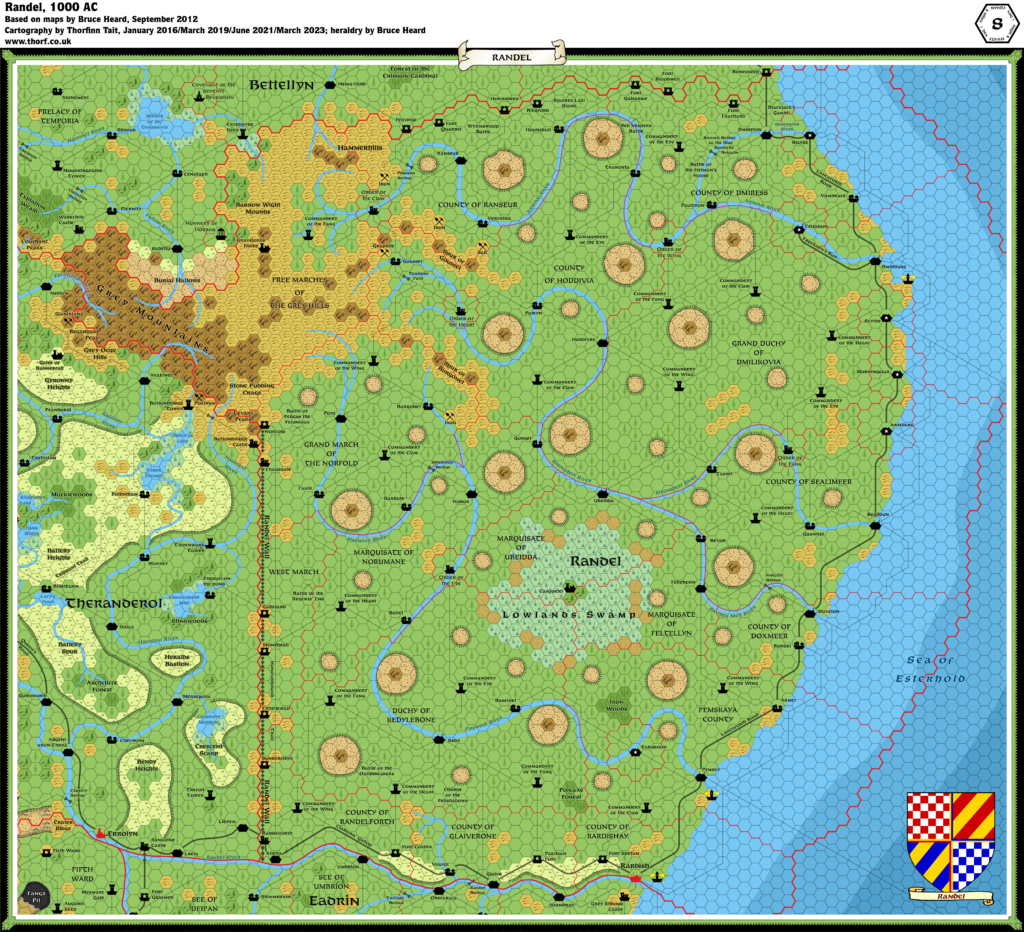 Randel, 8 miles per hex