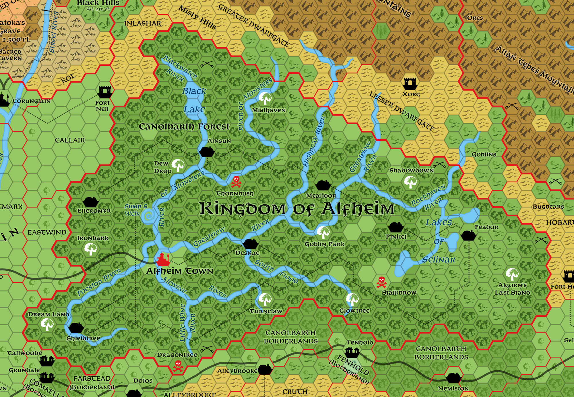 Alfheim, 8 miles per hex