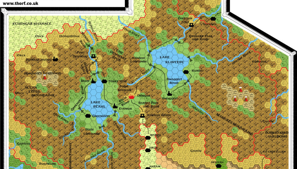 Replica of GAZ6 poster map of Rockhome, 8 miles per hex