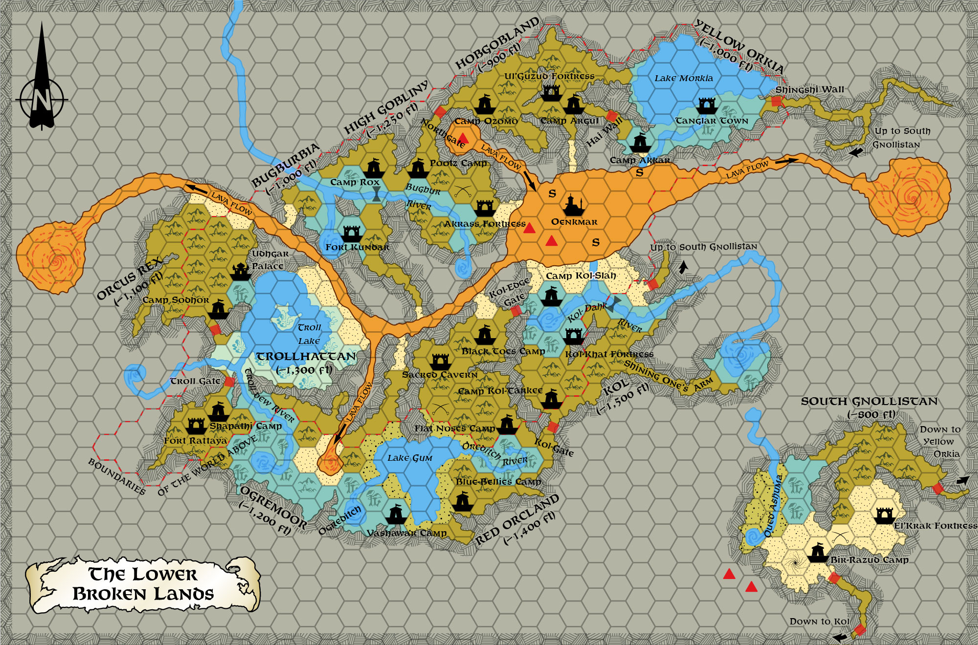 Lower Broken Lands, 8 miles per hex