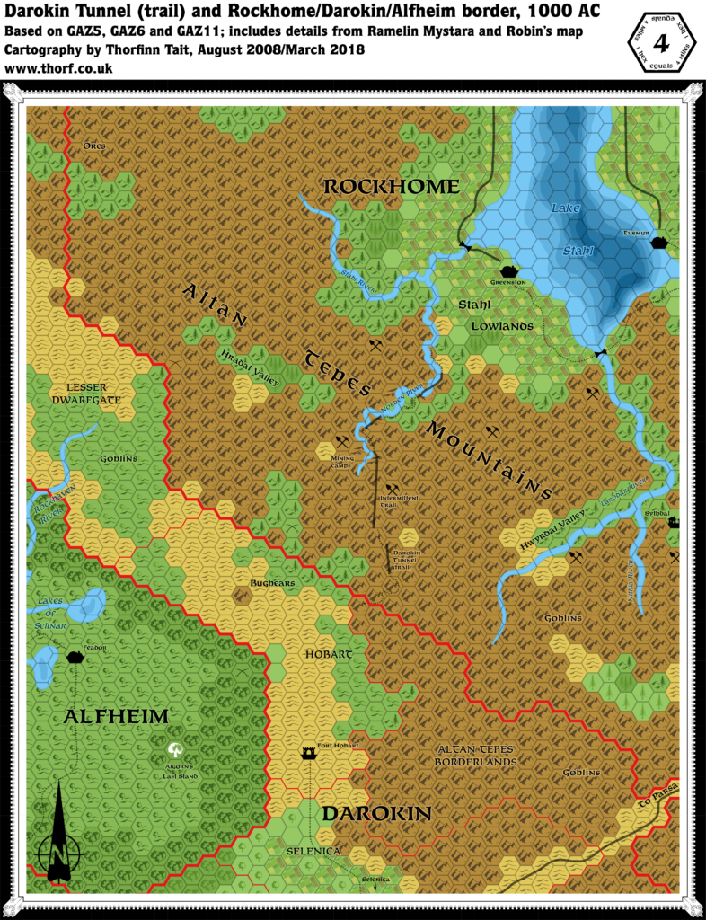 Updated map of Darokin Tunnel (Trail), 4 miles per hex