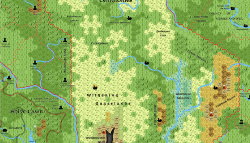 8 mile per hex map of Alphatia in 1000 AC.