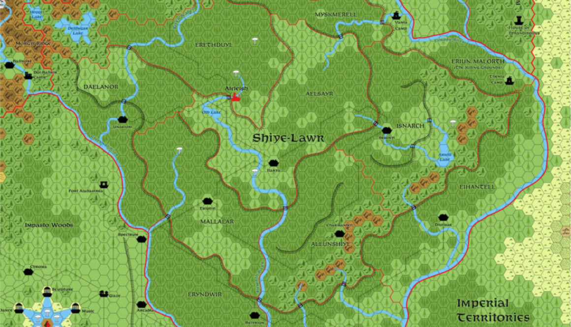 ? mile per hex map of the D&D Known World in AC 1000.