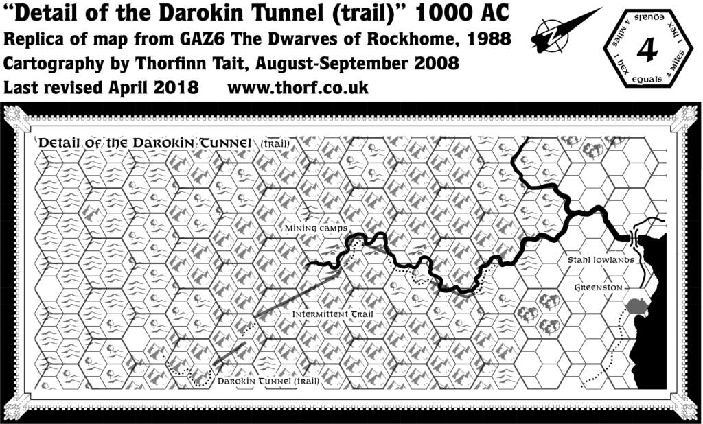 Replica of GAZ6's Darokin Tunnel map, 4 miles per hex