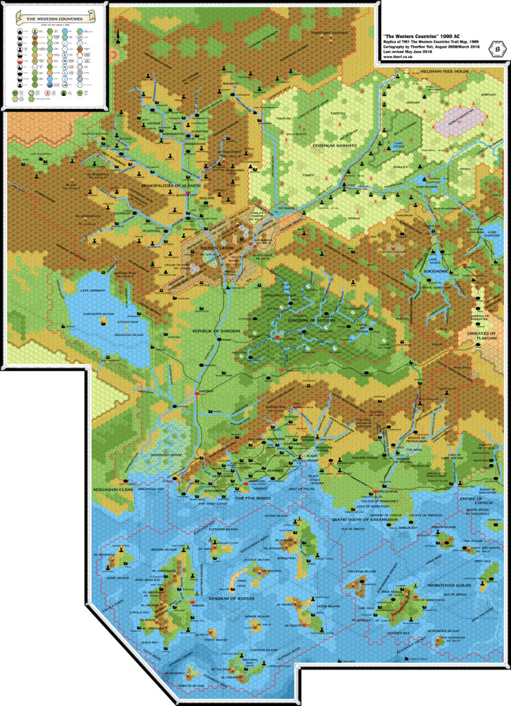 Replica of TM1 The Western Countries, 8 miles per hex