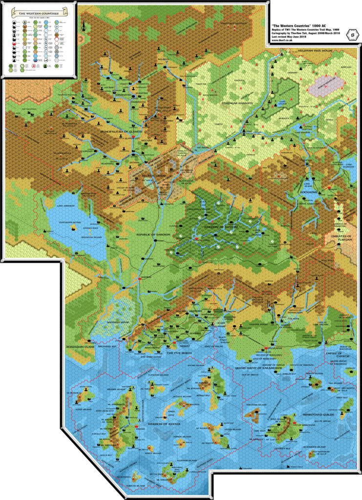 Replica of TM1 The Western Countries, 8 miles per hex