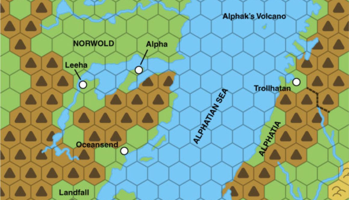 Colourised replica of M1's Norwold DM's Map, 150 miles per hex
