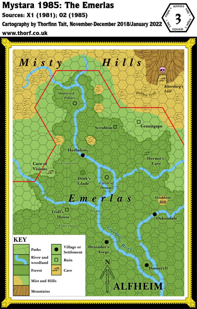 The Emerlas, 3 miles per hex (1985)