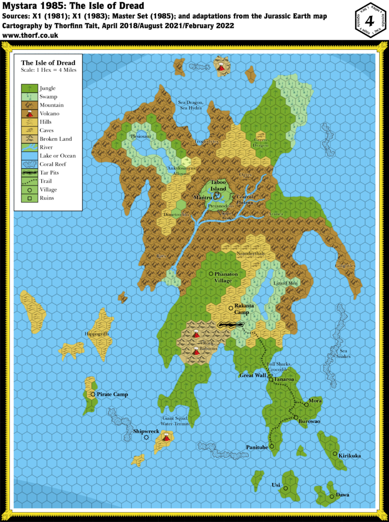 The Isle of Dread, 4 miles per hex (1985)