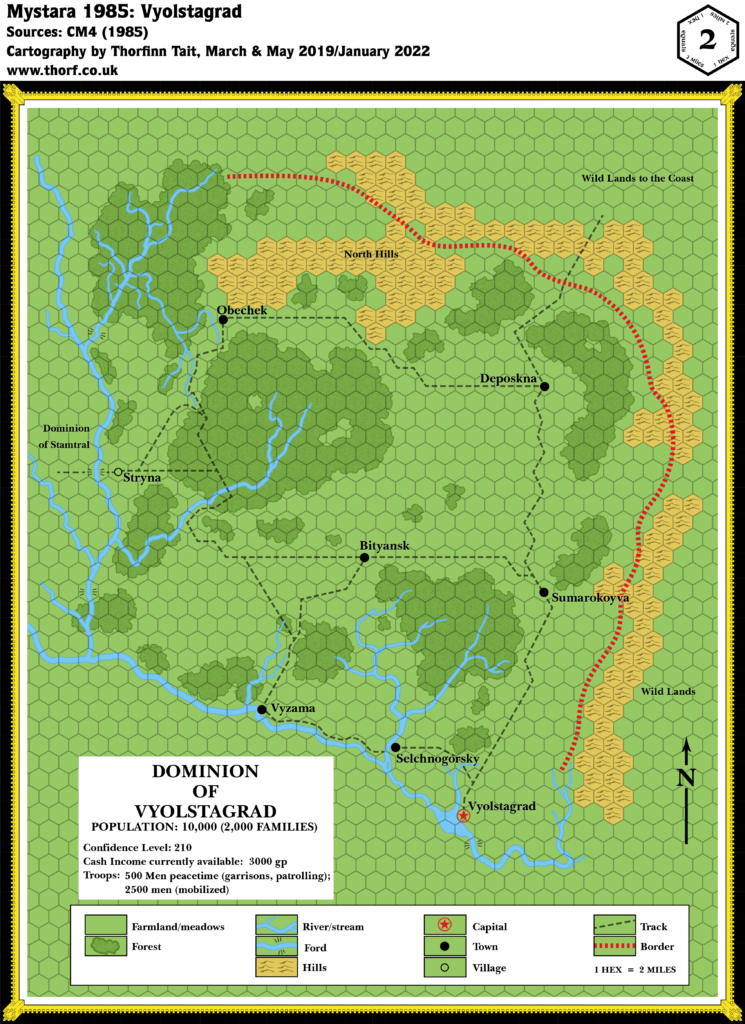Dominion of Vyolstagrad, 2 miles per hex (1985)