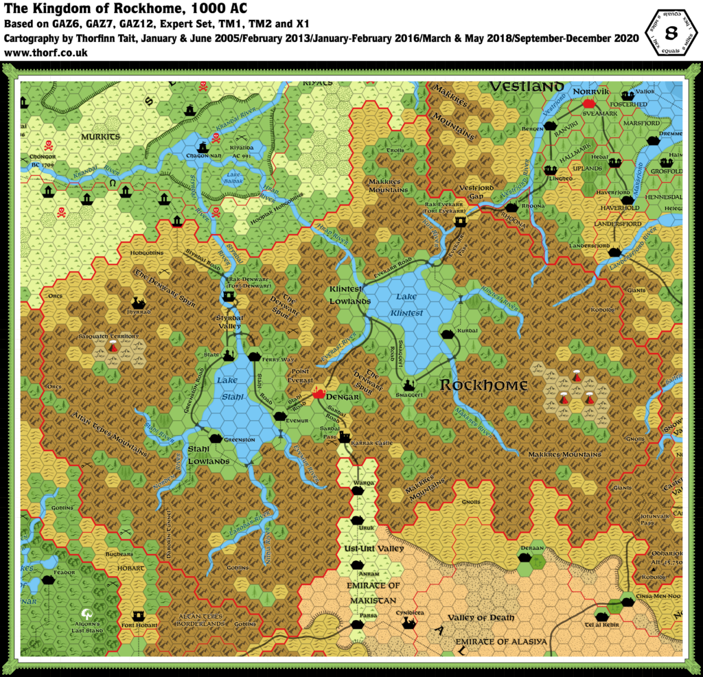 Rockhome, 8 miles per hex