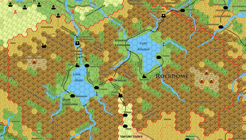 Rockhome, 8 miles per hex