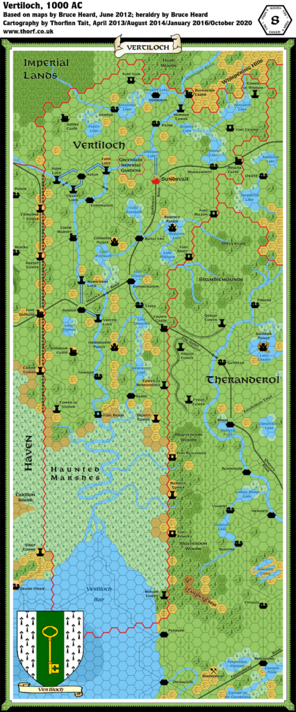 Updated players’ map of the Alphatian Kingdom of Vertiloch, 8 miles per hex