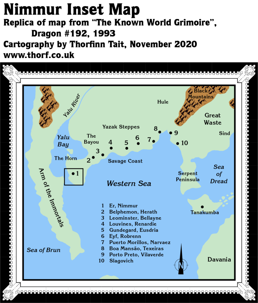 Replica of Dragon 192's inset map of Southwestern Brun