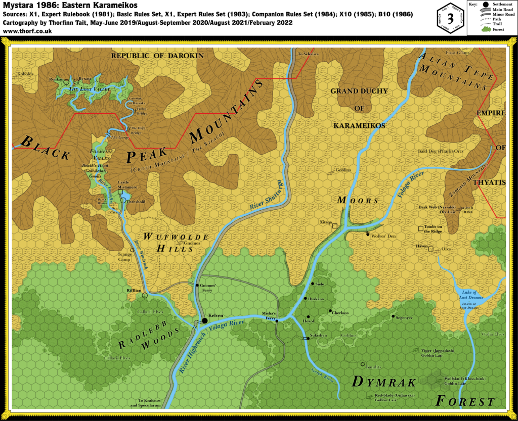 Eastern Karameikos, 3 miles per hex (1986)