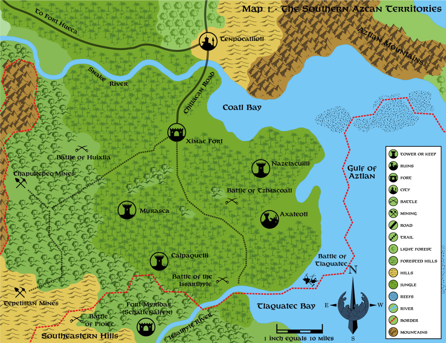 Colourised replica of HWR1 Southern Azcan Territories | Atlas of Mystara
