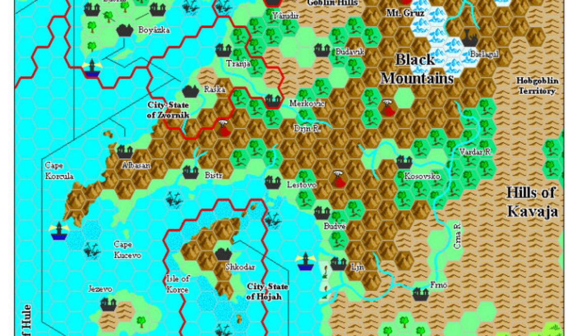 Eastern Gulf of Hule, 8 miles per hex by Adamantyr, February 2000