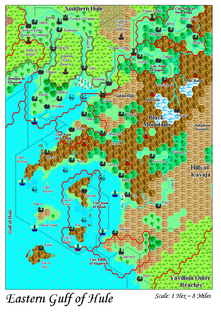 Eastern Gulf of Hule, 8 miles per hex by Adamantyr, February 2000