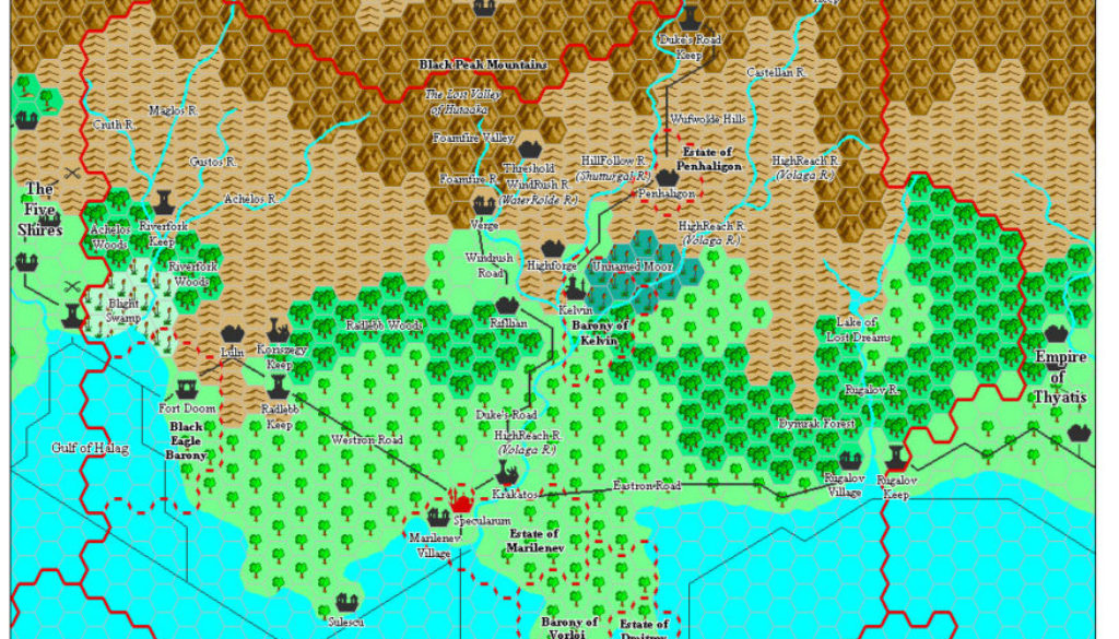 Grand Duchy of Karameikos, 8 miles per hex by Adamantyr, February 2000