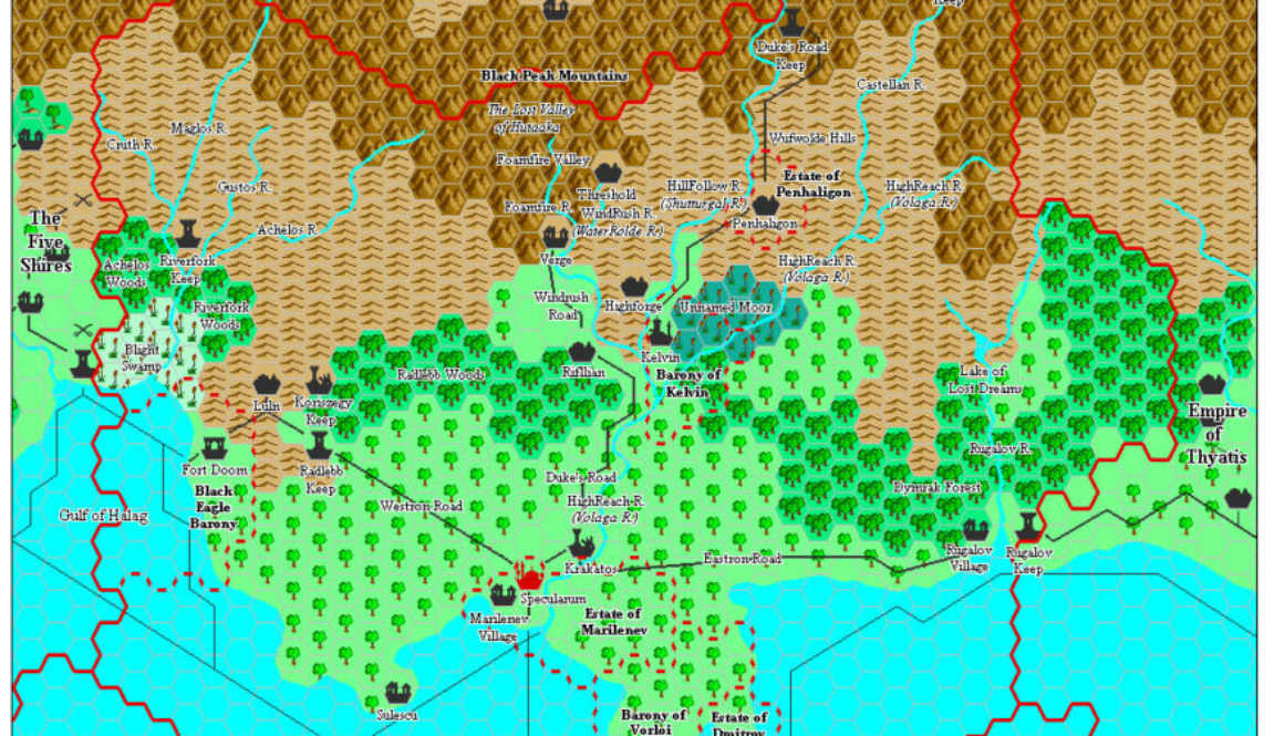 Grand Duchy of Karameikos, 8 miles per hex by Adamantyr, February 2000