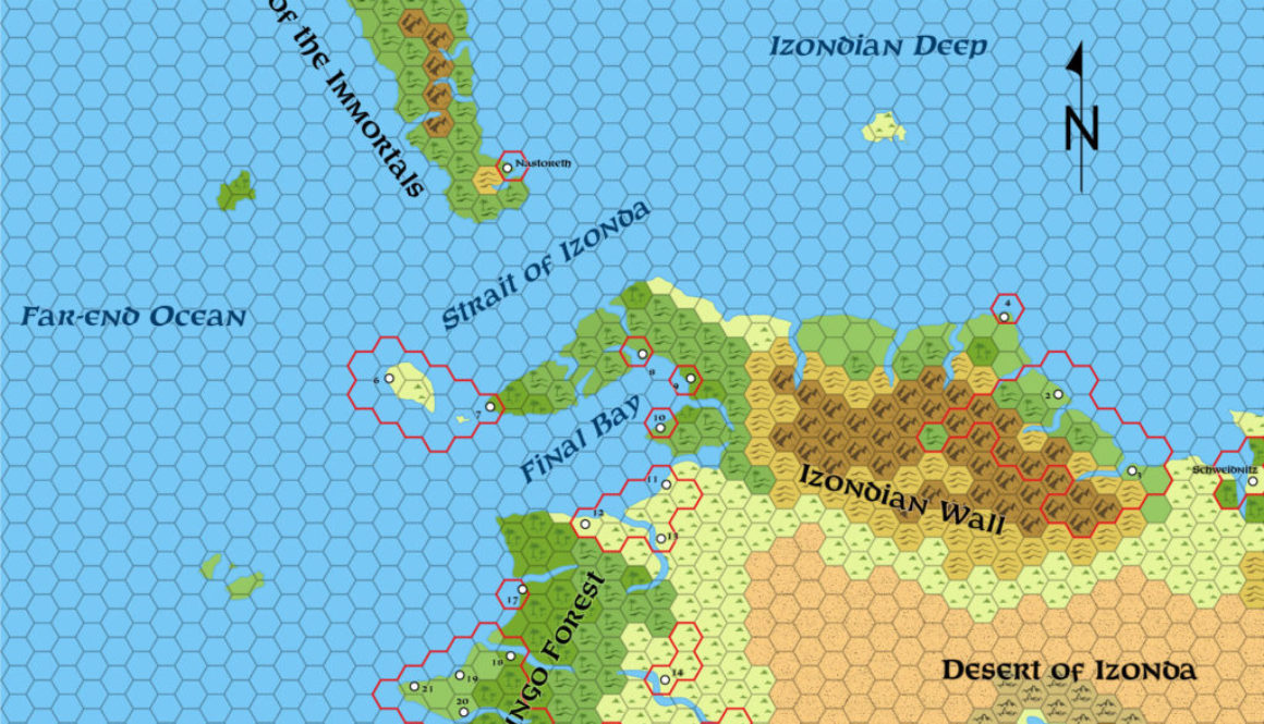 Standardised replica of Geoff Gander’s Davania: Izondian Deep, 72 miles per hex