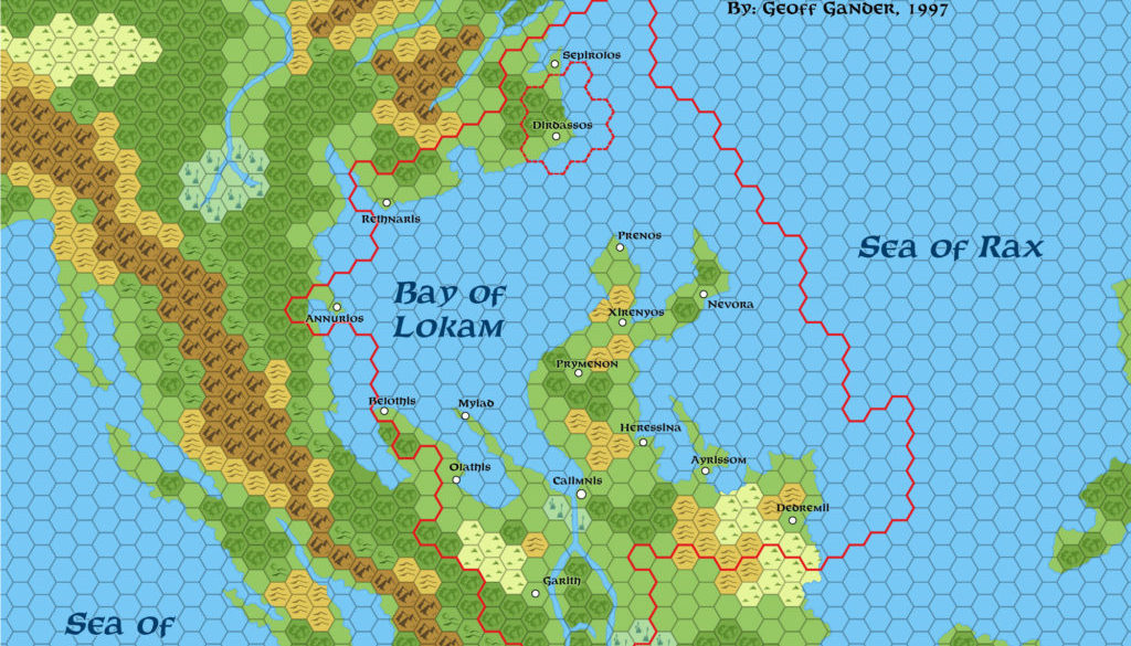 Standardised replica of Geoff Gander’s Selhomarr, 40 miles per hex