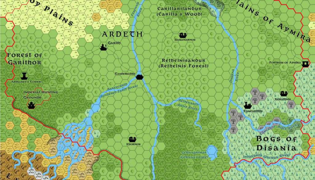 Replica of Geoff Gander’s Ardeth, 8 miles per hex, March 2021