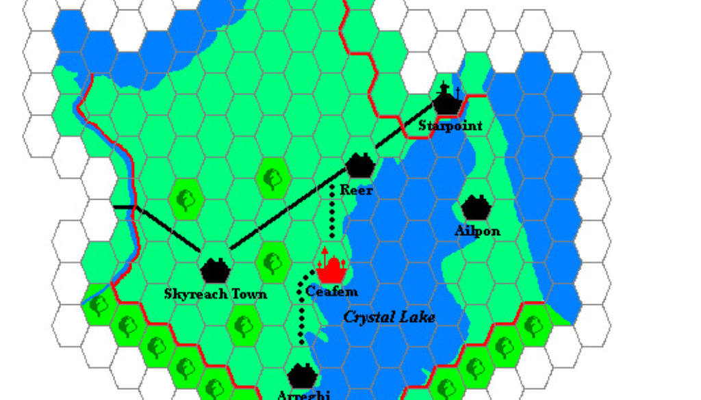 Arkan, 1018 AC, 24 miles per hex, by Geoff Gander, August 2001