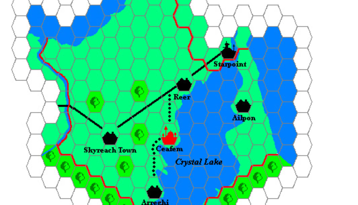 Arkan, 1018 AC, 24 miles per hex, by Geoff Gander, August 2001