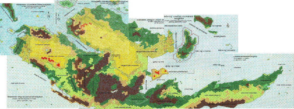 Geoff Gander’s Davania, 72 miles per hex, assembled by Ethan Deneault, 1998