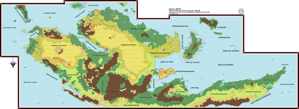 Combined replica of Geoff Gander’s Davania, 72 miles per hex, March 2021