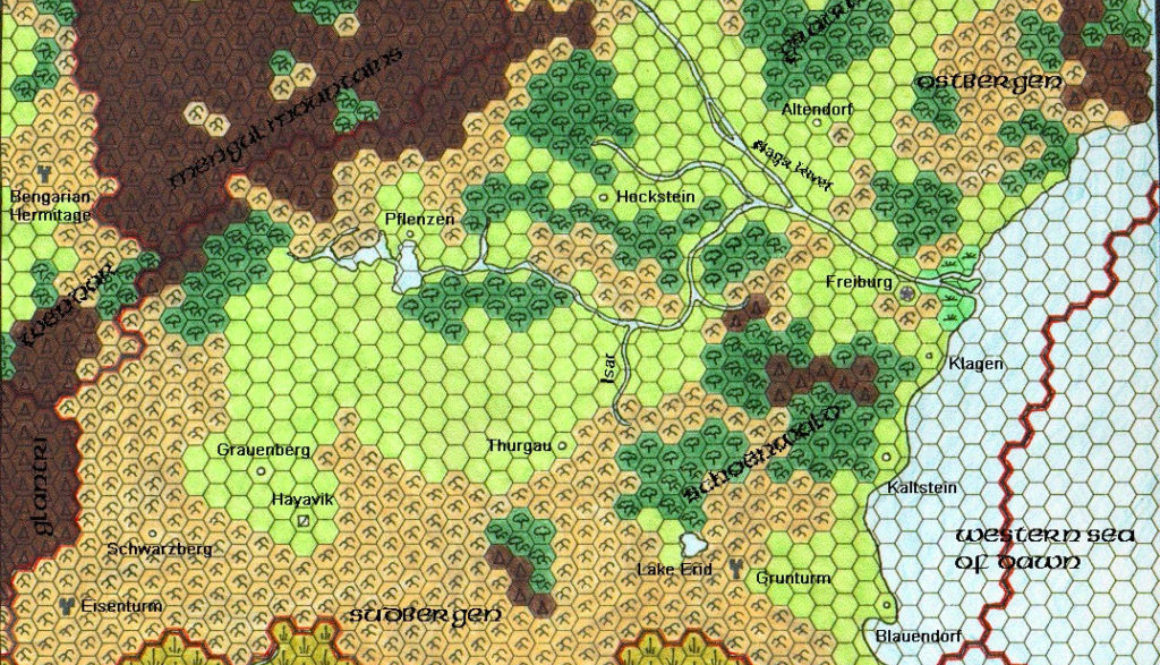 Heldann, 8 miles per hex, by Geoff Gander, 1998