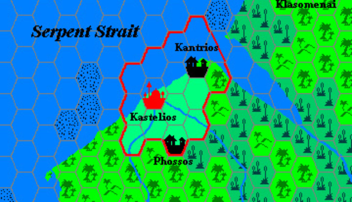 City-State of Kastelios, 8 miles per hex, by Geoff Gander, August 2001