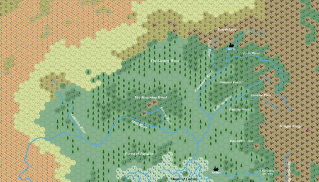 Northern Wildlands, 8 miles per hex, by Geoff Gander, November 2005