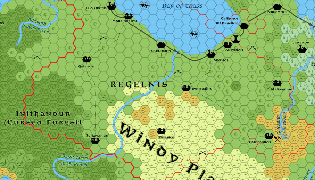 Replica of Geoff Gander’s Regelnis, 8 miles per hex, March 2021