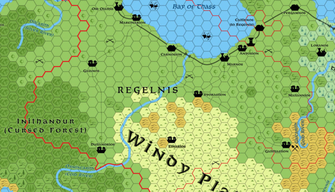 Replica of Geoff Gander’s Regelnis, 8 miles per hex, March 2021