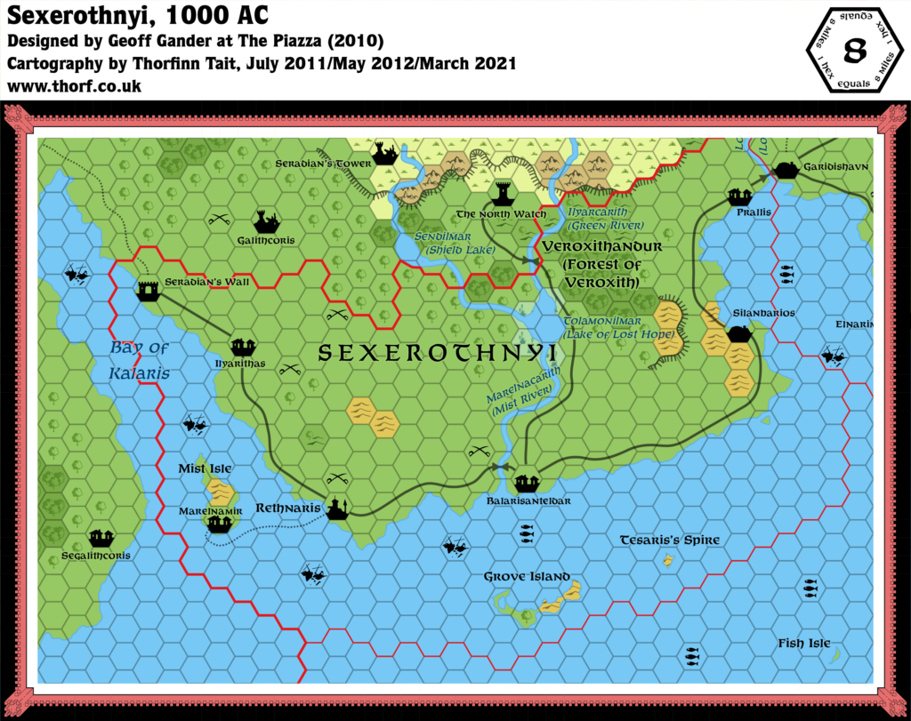 Replica of Geoff Gander’s Sexerothnyi, 8 miles per hex, March 2021