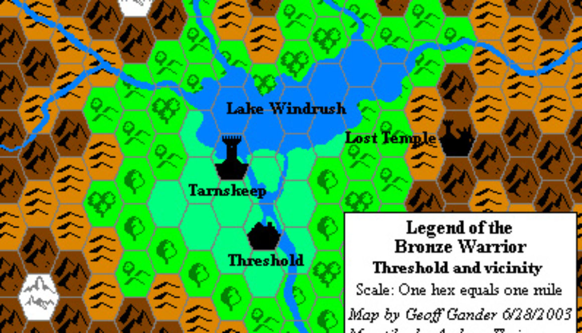 Threshold and vicinity, 1019 AC, 1 mile per hex, by Geoff Gander, June 2003