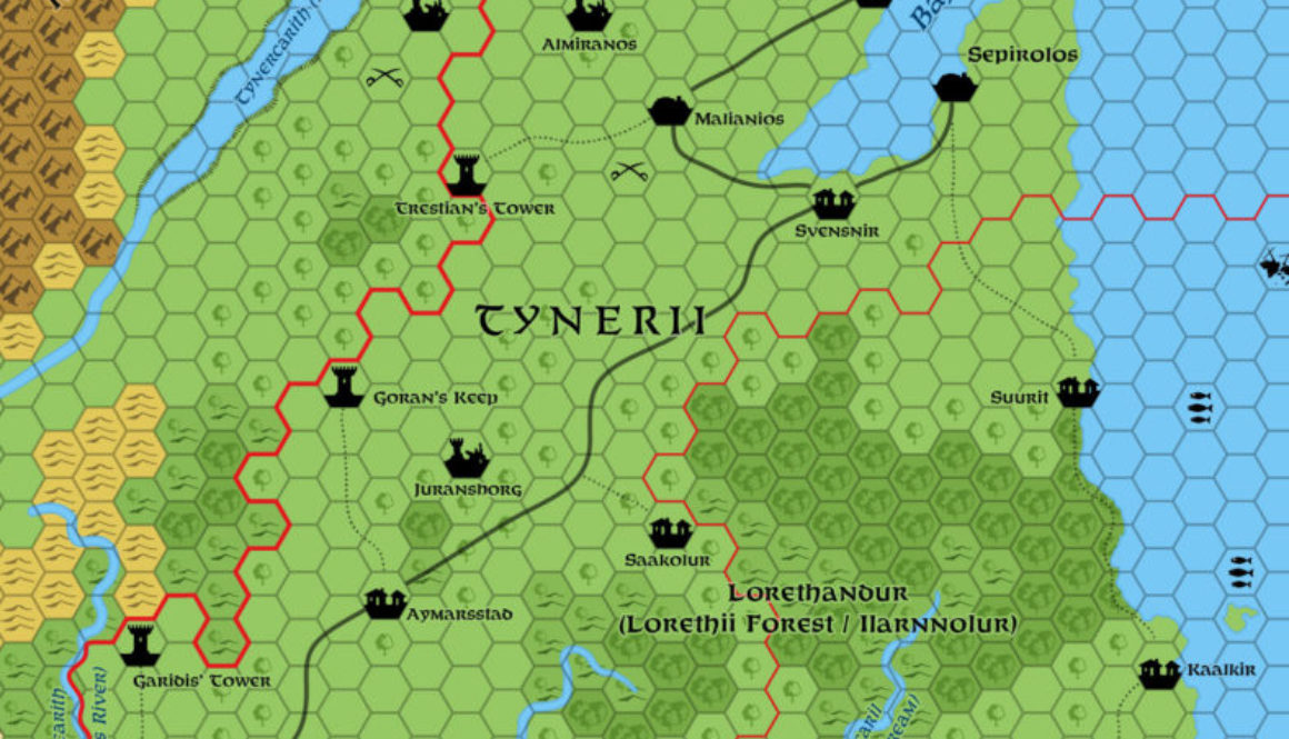 Replica of Geoff Gander’s Tynerii, 8 miles per hex, March 2021