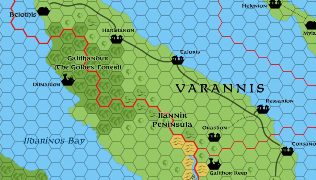 Replica of Geoff Gander’s Varannis, 8 miles per hex, March 2021