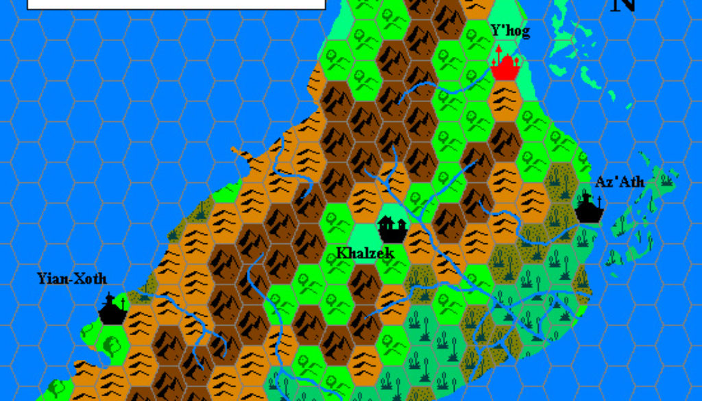 Y’hegg-T'uhath, 7100 BC, 24 miles per hex, by Geoff Gander, March 2000