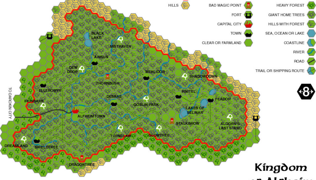 Alfheim, 8 miles per hex, by Paul Holroyd, September 1999