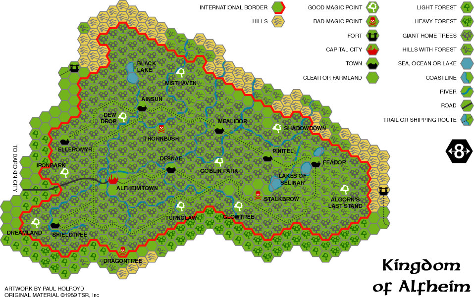 Alfheim, 8 miles per hex, by Paul Holroyd, September 1999
