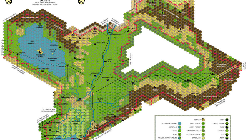Darokin, 8 miles per hex, by Paul Holroyd, August 1999