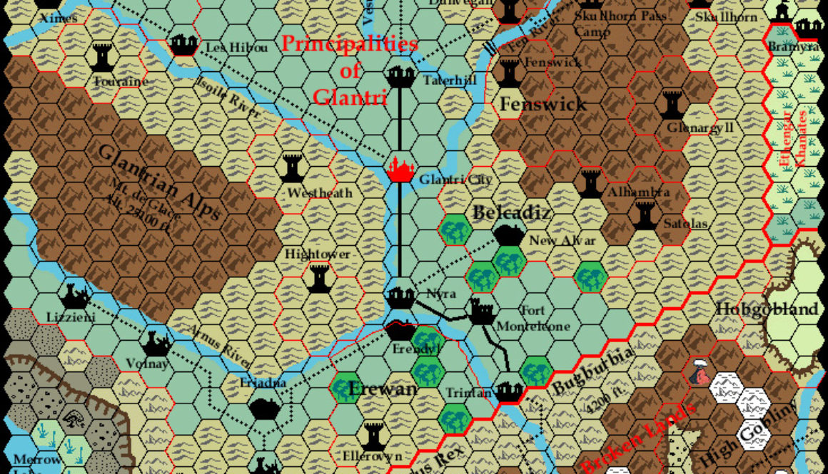 Known World Grid 0, 8 miles per hex by Ricardo Matheus, October 2000